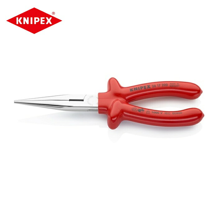 KNIPEX クニペックス 2617-200 絶縁1000Vロングラジオペンチ 200mm (1丁)