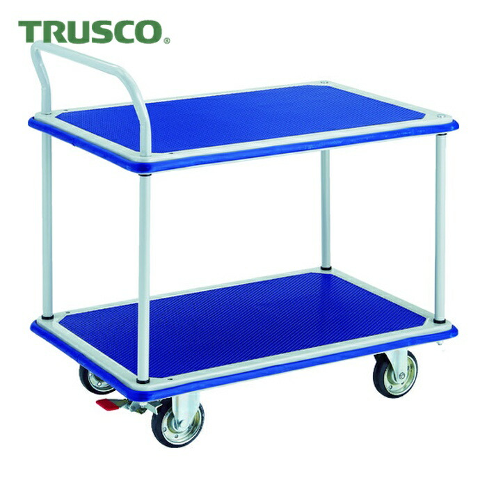 トラスコ TRUSCO 押し付ける製持ちはこぶ車 手押し車 ドンキーカート 2段式片袖手合い915×615 ストッパー付 (1台) 304NS