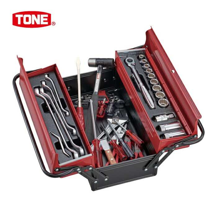 TONE トネ 700A 整備用工具セット ツールセット(オートメカニック用) 間口410&times;奥行220&times;高さ170mm セット内容39点 (1S)｜工具ランド