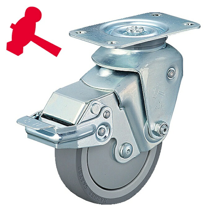 ハンマーキャスター 935BBE-UZ100-26 クッションキャスター旋回式ウレタン車輪 100mm 線径2.6mm SP付 (1個)