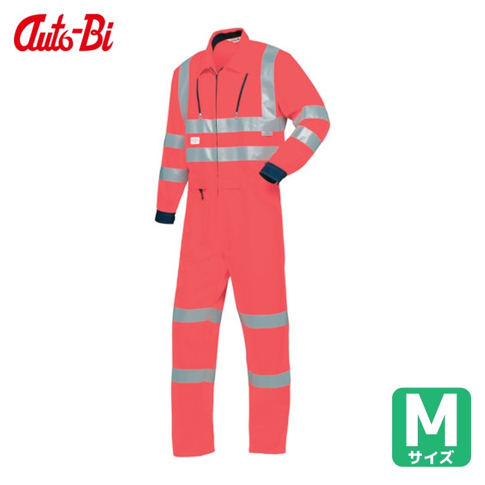 山田辰 AUTO-BI 通年モデル 反射型つなぎ服 7630-005 レッド M (1着) 7630-005-M