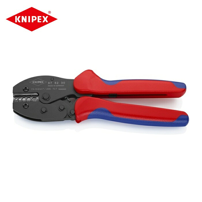 KNIPEX クニペックス 9752-30 圧着ペンチ プレシフォース 220mm Buttコネクタ用 (1丁)｜工具ランド