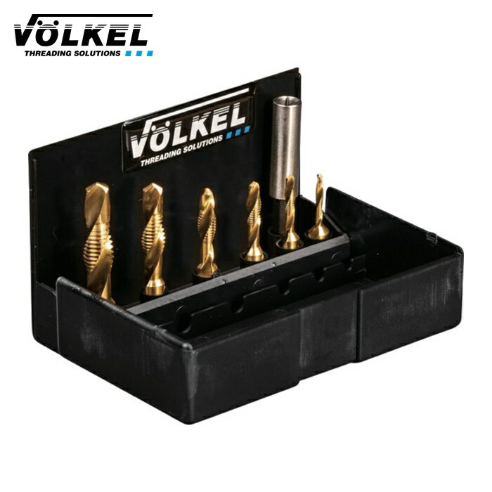 VOELKEL 67209 六角軸タッピングドリルセット チタン上塗り M3ーM10 6本入 (1S)