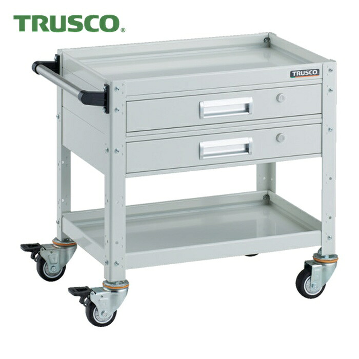 トラスコ TRUSCO ツールワゴン バーディワゴン 600&times;400 引出2段付 ウレタン車輪 ホワイト (1台) BDW-662V2U-W｜工具ランド