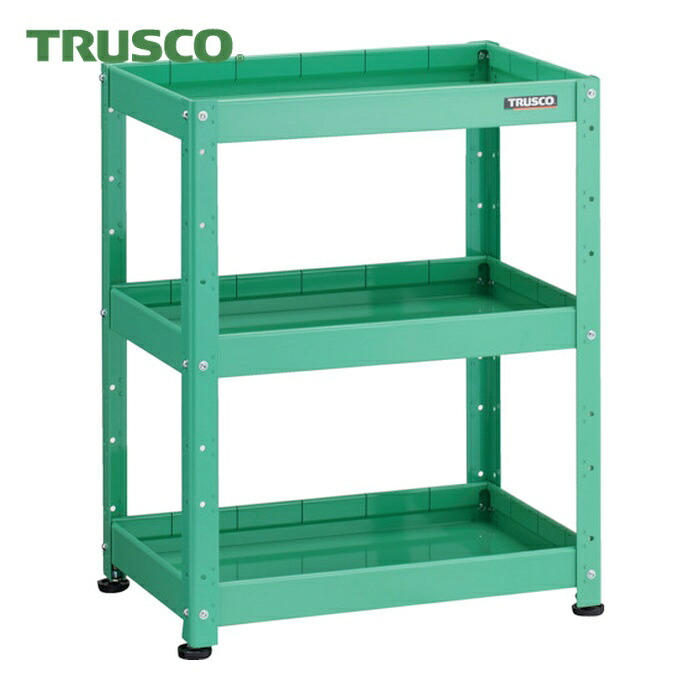 トラスコ TRUSCO 小型ボルト式棚 バーディワゴンラック型 600X400 深3段 ヤンググリーン (1台) BDW-R963F3-YG