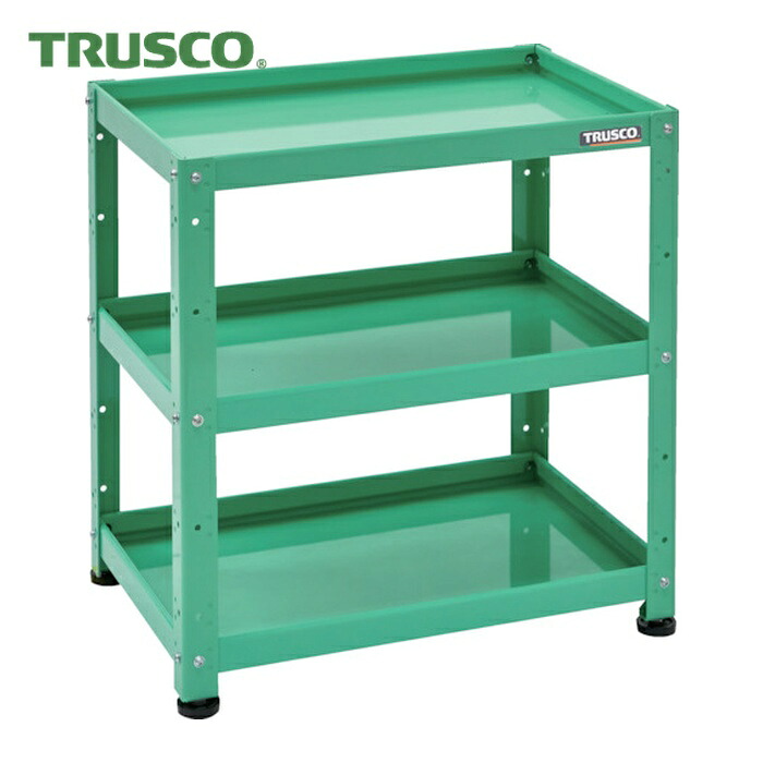 トラスコ TRUSCO 小型雄捩子式棚 バーディワゴンラック型 600X400 3段 若い衆緑であること (1台) BDW-R963-YG