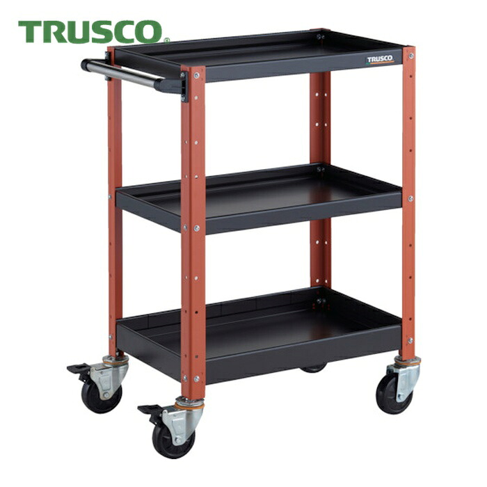 トラスコ TRUSCO ツールワゴン バーディワゴン 600X400XH880 浅2深1段 ブラック/オレンジ (1台) BDW-963F1-BKOR