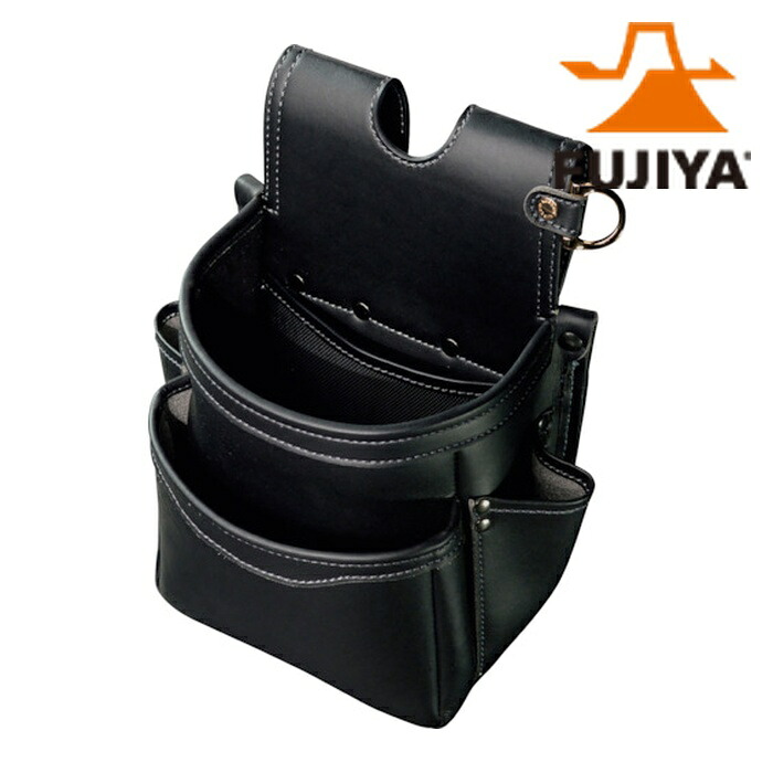 フジ矢 AB-22BG 腰袋2段(黒金)LIGHT PU LEATHER SERIES (1個)