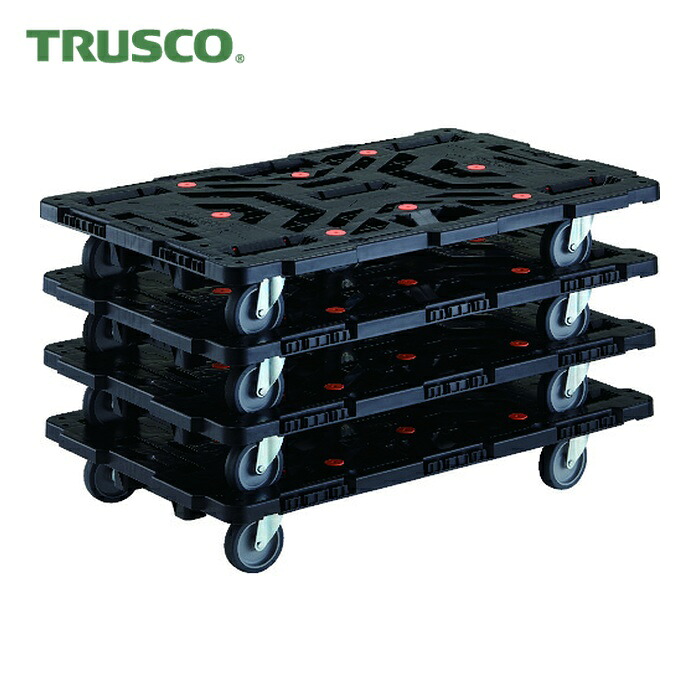 トラスコ TRUSCO まとめ買い 連結式樹脂製平台車 ビートル 900X600 自在5輪 4台セット (1S) BT900J5-E100-M4｜工具ランド