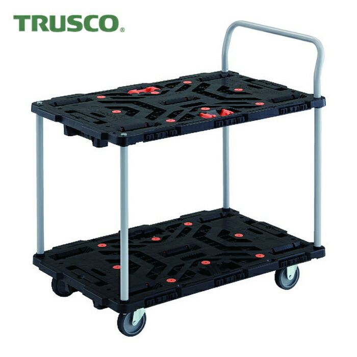 トラスコ TRUSCO 連結式樹脂製2段台車 ビートル 900X600 自在3輪 とめたろう ハンドル付 (1台) BT924J3-E100T