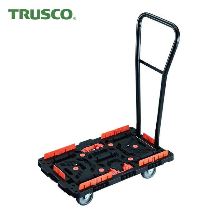 トラスコ TRUSCO 連結式樹脂製平台車 ビートル 700X450 自在3輪 脱着式ハンドル付 コボレ止めセット とめたろう付 (1台) BT700KJ3H-E100T|工具ランド