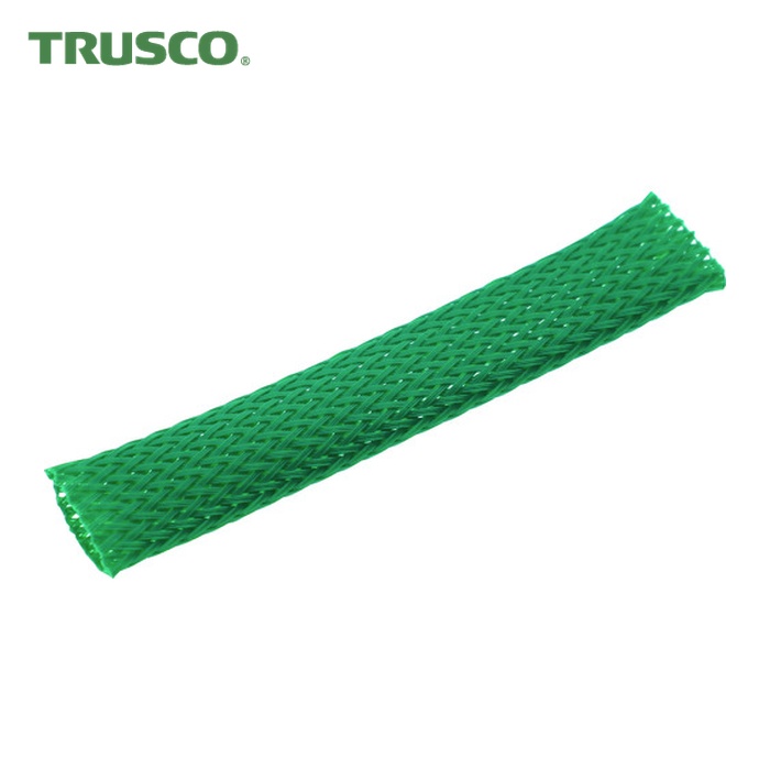 トラスコ TRUSCO カラー編組チューブ 自然折径28mm 長さ10m 1巻 緑 (1巻) BTC-25-GN