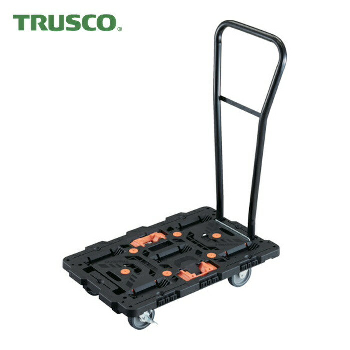 トラスコ TRUSCO 連結式樹脂製平台車 ビートル 700X450 自在3輪 内2輪ストッパー付 脱着式ハンドル付 とめたろう付 (1台) BT700J3S2H-E100T