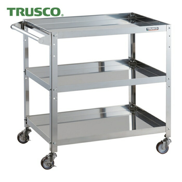 トラスコ TRUSCO ステンレスワゴン クリーンラビット 75φウレタン車SUS金具ハンドル付 (1台) CRB-873HSU