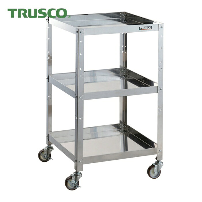 トラスコ TRUSCO ステンレスワゴン クリーンラビット 75φウレタン車SUS金具 500×500×H880 3段 (1台) CRB-953SU
