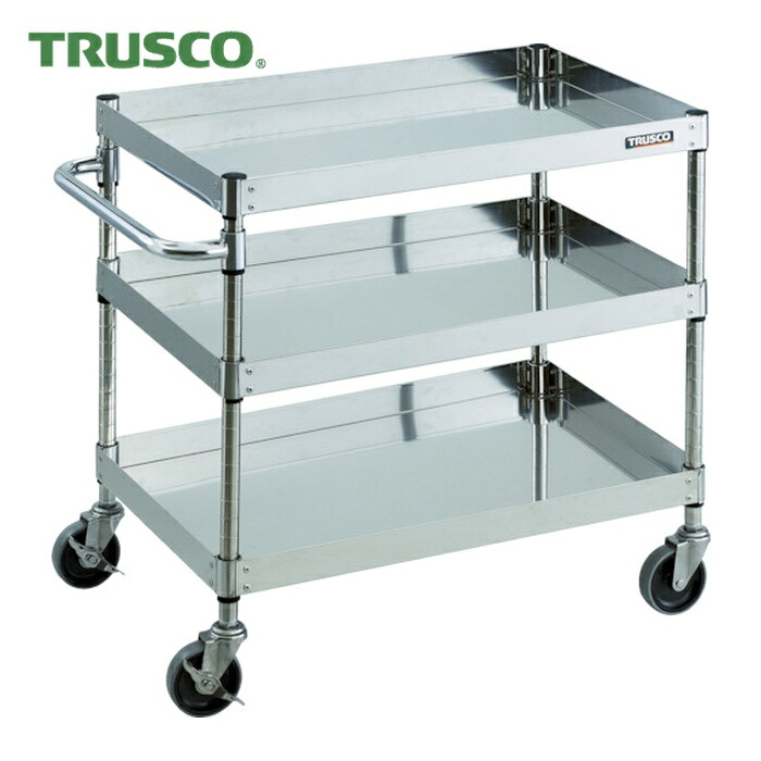 トラスコ TRUSCO ステンレスワゴン クリーンフェニックスワゴン SUS304 W600&times;D400&times;H740 3段 SUS金具 (1台) CPE3-763SC｜工具ランド