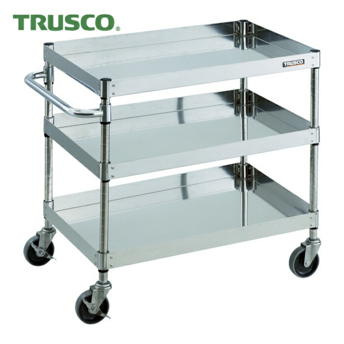 トラスコ TRUSCO ステンレスワゴン クリーンフェニックスワゴン SUS304 W900×D600×H740 3段 SUS金具 (1台) CPE3-793SC