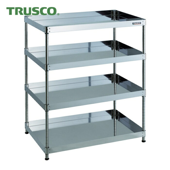 トラスコ TRUSCO ステンレス製ワゴン クリーンフェニックスワゴン SUS430 ラック型 W900×D600×H1092 4段 (1台) CPE4-R1294|工具ランド