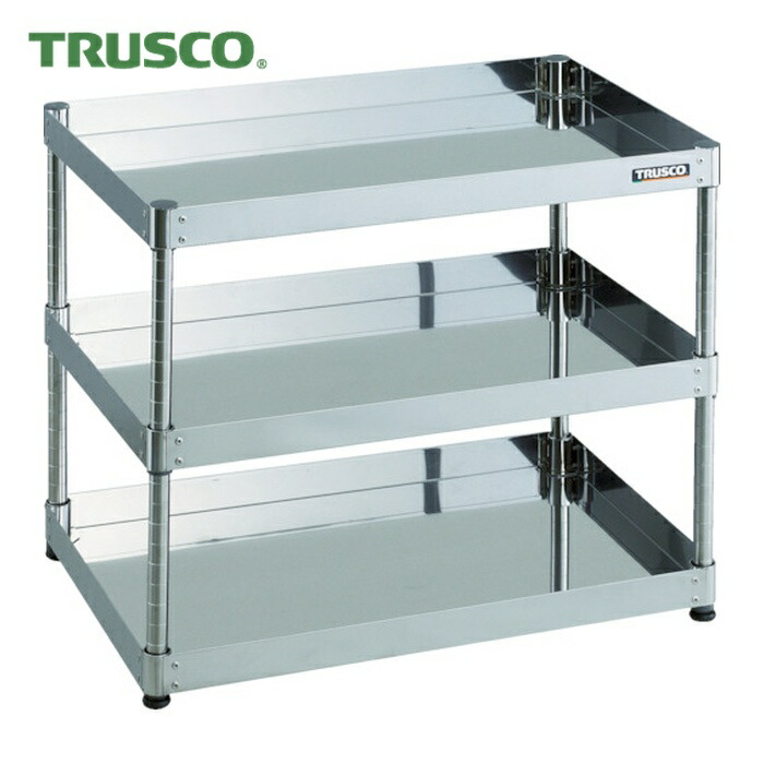 トラスコ TRUSCO ステンレス製ワゴン クリーンフェニックスワゴン SUS430 ラック型 W600&times;D400&times;H632 3段 (1台) CPE4-R763｜工具ランド