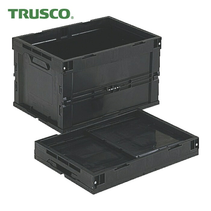 トラスコ TRUSCO オリコン 導電性折り畳みコンテナ 50L 黒 (1個) CR-S50-EA