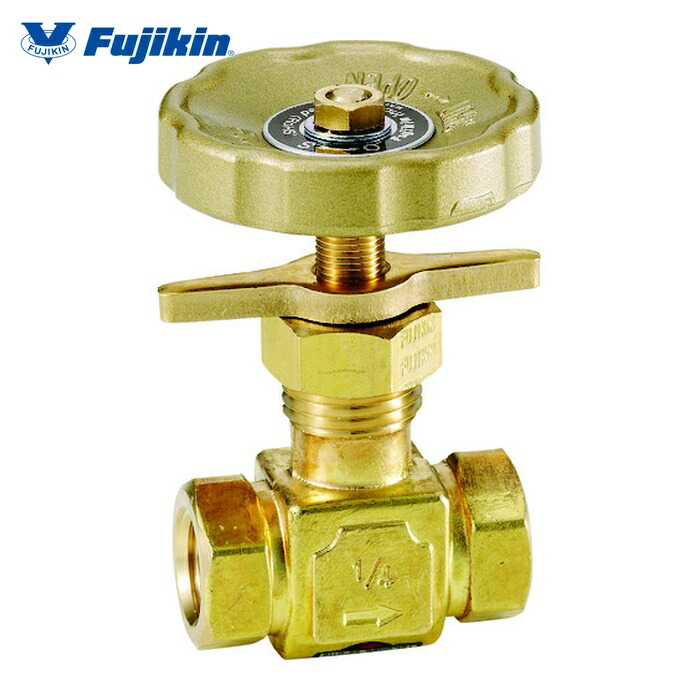 フジキン Fujikin DH-12LB-R 黄銅製ニードルバルブ1/4B プロペラナット付き (1個)