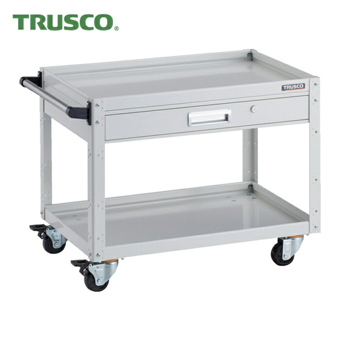 トラスコ TRUSCO ツールワゴン イーグルワゴン 750X500 引出付 4輪自在 ホワイト (1台) EGW-672VJ-W