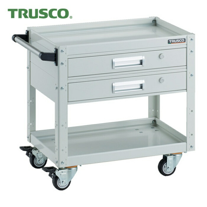 トラスコ TRUSCO ツールワゴン イーグルワゴン 600&times;400 2段引出付 ウレタン4輪自在 ホワイト (1台) EGW-662V2UJ-W｜工具ランド