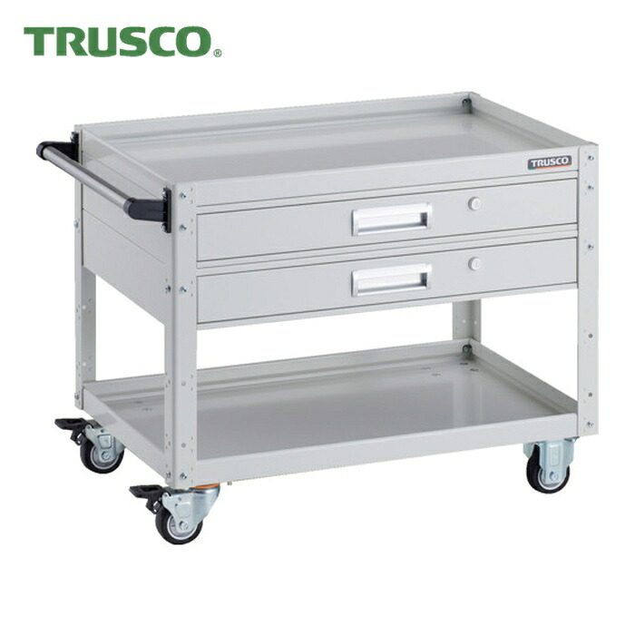トラスコ TRUSCO ツールワゴン イーグルワゴン 750×500×H600 2段引出付 ウレタン車輪 ホワイト (1台) EGW-672V2U-W|工具ランド