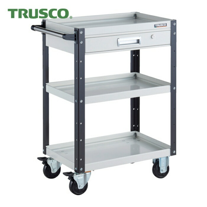 トラスコ TRUSCO ツールワゴン イーグルワゴン 600X400XH880 引出付 ホワイト/ブラック (1台) EGW-963V-WBK