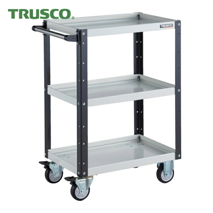 トラスコ TRUSCO ツールワゴン イーグルワゴン 600X400XH880 ウレタン車輪 ホワイト/ブラック (1台) EGW-963U-WBK