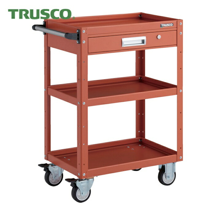 トラスコ TRUSCO ツールワゴン イーグルワゴン 600X400XH880 引出付 ウレタン車輪 オレンジ (1台) EGW-963VU-OROR