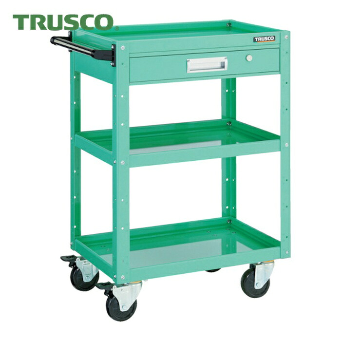 トラスコ TRUSCO 手道具手押し車 鷲手押し車 750X500 引出付 4輪自在 若い者緑であること (1台) EGW-973VJ-YG