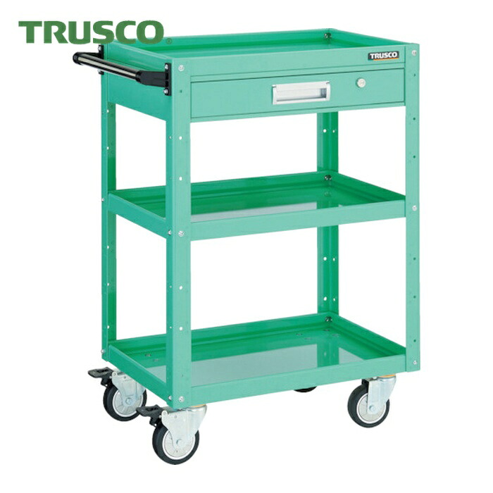トラスコ TRUSCO 手道具手押し車 鷲手押し車 750×500×H880 引出付 ウレタン4輪自在 若い者緑であること (1台) EGW-973VUJ-YG