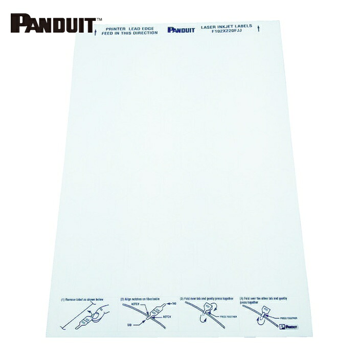 パンドウイット PANDUIT F102X220FJJ レーザープリンタ用光ファイバー用旗型ラベル ポリオレフィン 白 印字部縦10.0mmx横26.0mm 500枚入 F102X220FJJ (1箱)|工具ランド