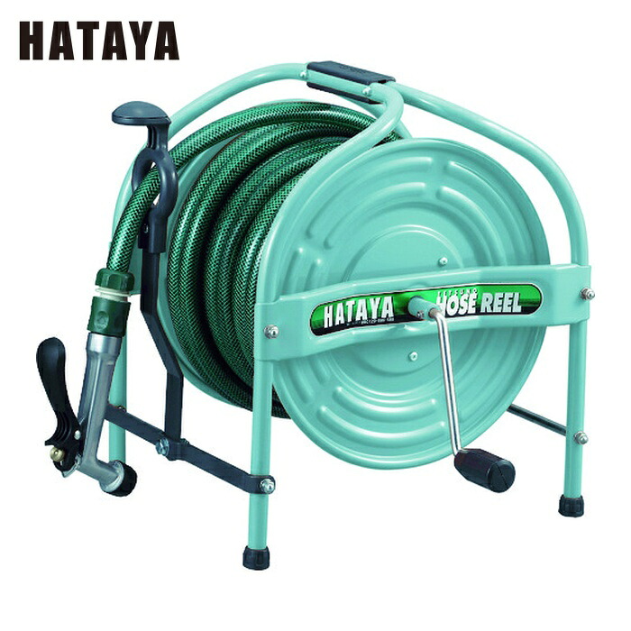 ハタヤ HSA-20N-G テツノホースリール(グリーン)21m防藻ホース レバーノズル グリーン (1台)｜工具ランド