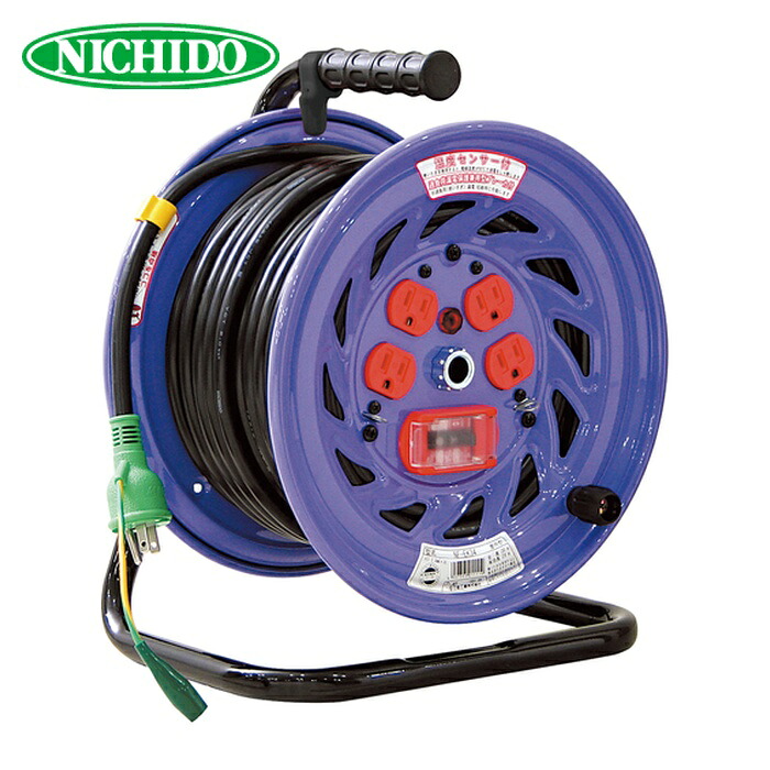 日動工業 NICHIDO NF-EK34 電工ドラム 過負荷漏電保護兼用ブレーカ付 30m (1台)｜工具ランド
