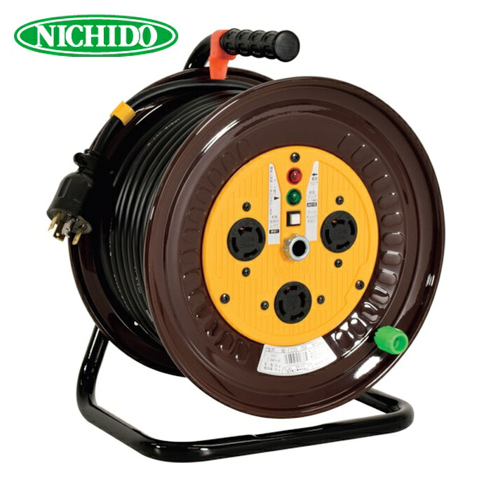 日動工業 NICHIDO ND-E330L-20A 三相200Vドラム ロック(引掛)式コンセントドラム(屋内型) 30m (1台)｜工具ランド