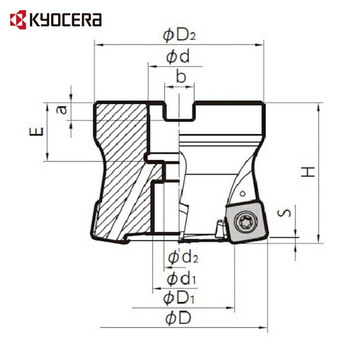 京セラ KYOCERA MFH050R-10-5T-M 高送りカッタ MFH Harrier フェースミル(SOMT10タイプ)ミリ仕様 刃径50mm 刃数5枚 全長50mm (1本)