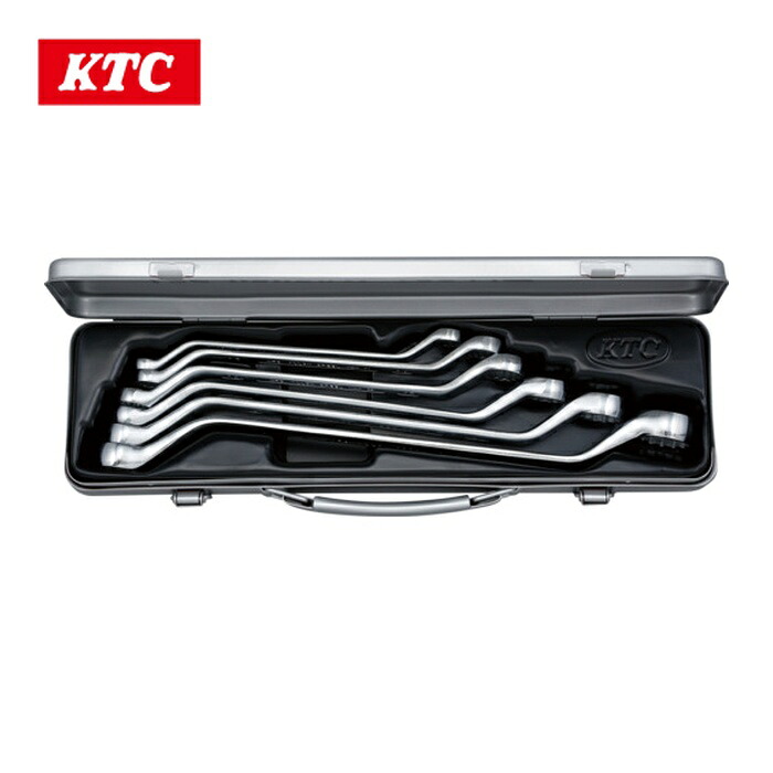 KTC 京都機械工具 M2506 45°ロングめがねレンチセット(6本組) メタルケース外寸385×100×45mm (1S)