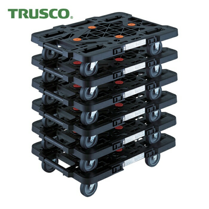 トラスコ TRUSCO まとめ買い 樹脂製平台車 ルートバン MPK-500-BK 6台セット (1S) MPK-500-BK-M6