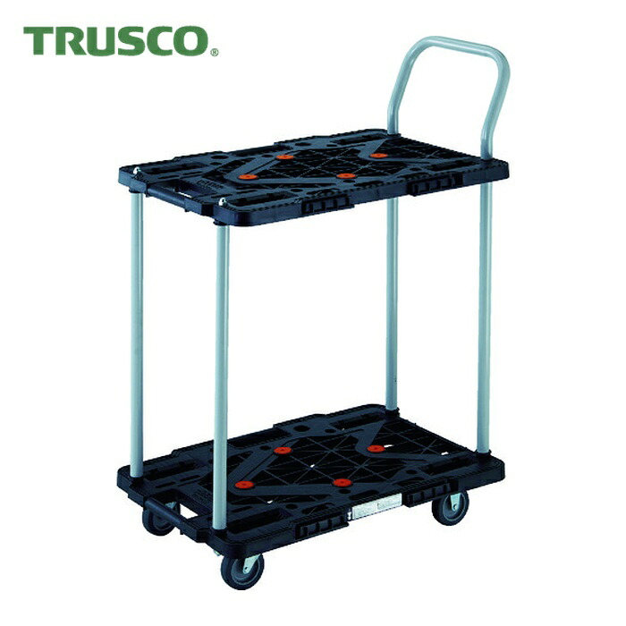 トラスコ TRUSCO 脂製手押し車 2段式伝達ルートヴァン 600X400 手持ち部分付 青 (1台) MPK-6024-B