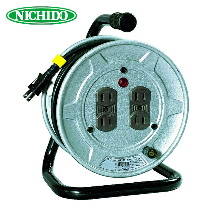 日動製造 NICHIDO NS-104 電気工膜鳴楽器 100V 地びたなし 10m VCTF電話線 (1台) 作業用コードリール-花・ガーデン・DIY-DIY・工具