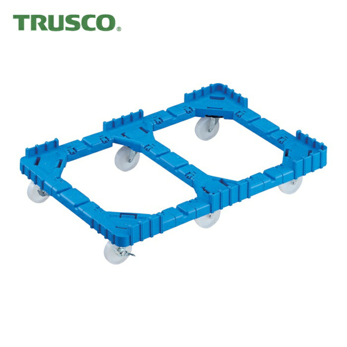 トラスコ TRUSCO OCドーリー 75Lオリコン用 ナイロン車輪 6輪自在ストッパー付 片側ガード無し ブルー (1台) OCD-75BNS-B