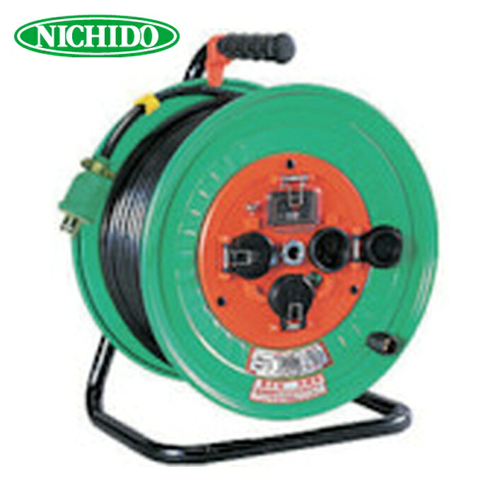 日動工業 NICHIDO NW-EK33FPN 電工ドラム 屋外型 過負荷漏電保護兼用ブレーカ付 2PNCT極太電線 30m (1台)|工具ランド