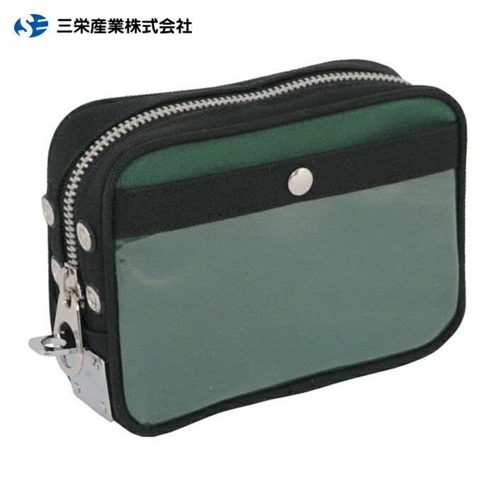 三栄産業 SANEI 帆布メール用ポーチ(SS)馬蹄錠金具付 モスグリーン (1個) PSS-U-07