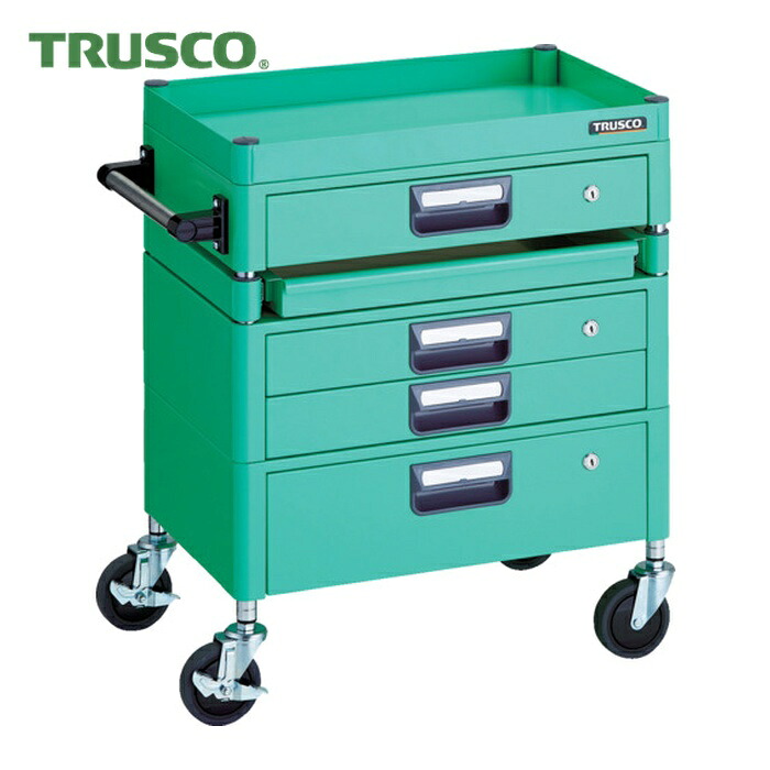 トラスコ TRUSCO ツールワゴン フェニックスワゴン 省音 600X400 H740 引出付 スライド1段 ヤンググリーン (1台) PEW-761M1VXZ-YG｜工具ランド