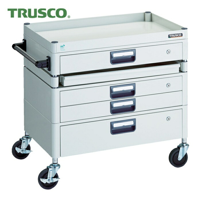 トラスコ TRUSCO ツールワゴン フェニックスワゴン 省音 750X500 H740 引出付 スライド1段 ホワイト (1台) PEW-771M1VXZ-W|工具ランド