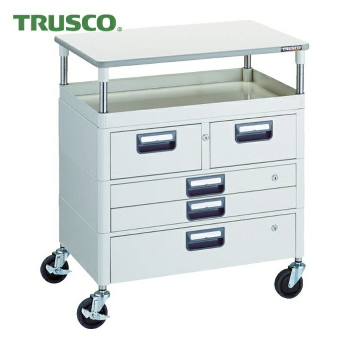 トラスコ TRUSCO 物の具手押し車 アリゾナ州の州都手押し車 省音 750X500 H880 引出付 天板付 白いこと (1台) PEW-971VXWT-W