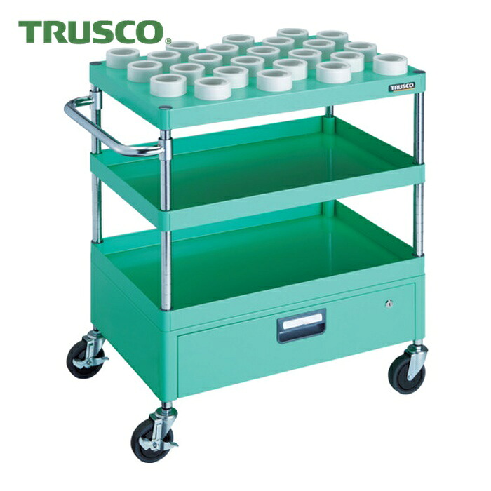 トラスコ TRUSCO ツールワゴン フェニックスワゴン 750X500 1段引出付 HSK63A ヤンググリーン (1台) PEW-TL972EV-YG