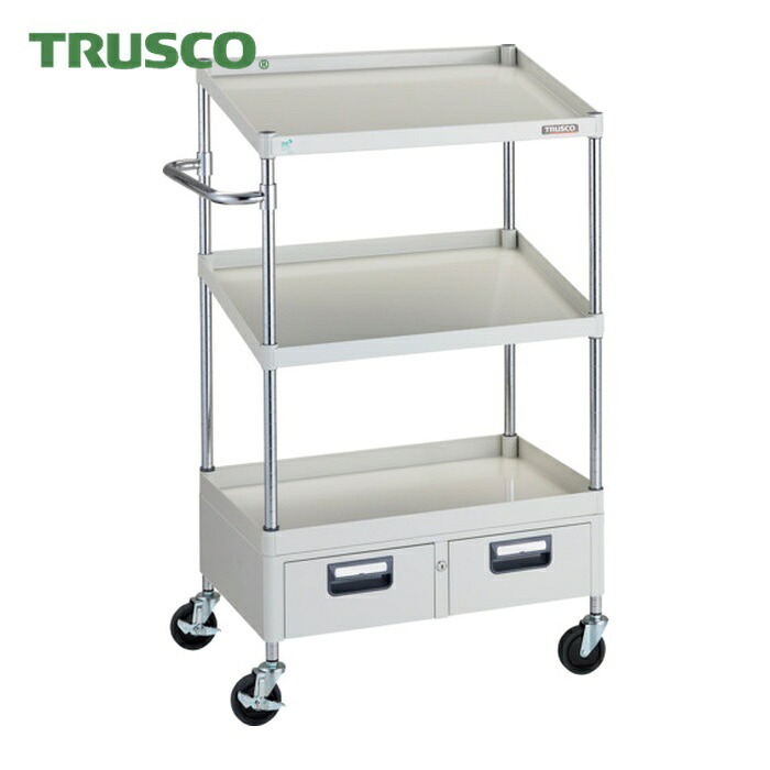 トラスコ TRUSCO ツールワゴン フェニックスワゴン 省音 750X500XH1300 1段 傾斜2段 2列引出付 ホワイト (1台) PEW-1271N2W-W｜工具ランド 42,503円